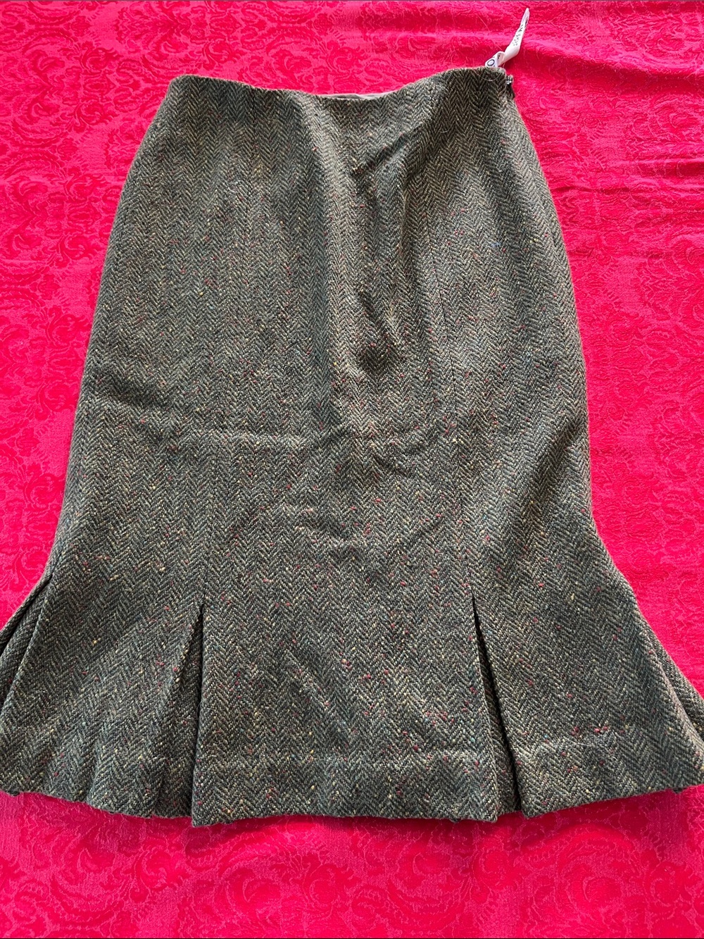 Hobbs Marilyn Anselm Women’s Vintage Tweed Skirt Size 8 Made in England Olive